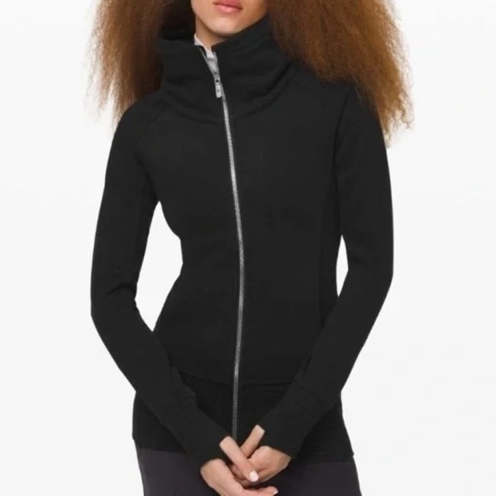 LULULEMON Women's Radiant Jacket II Black Cotton Fleece Zip Front Sweatshirt 4
